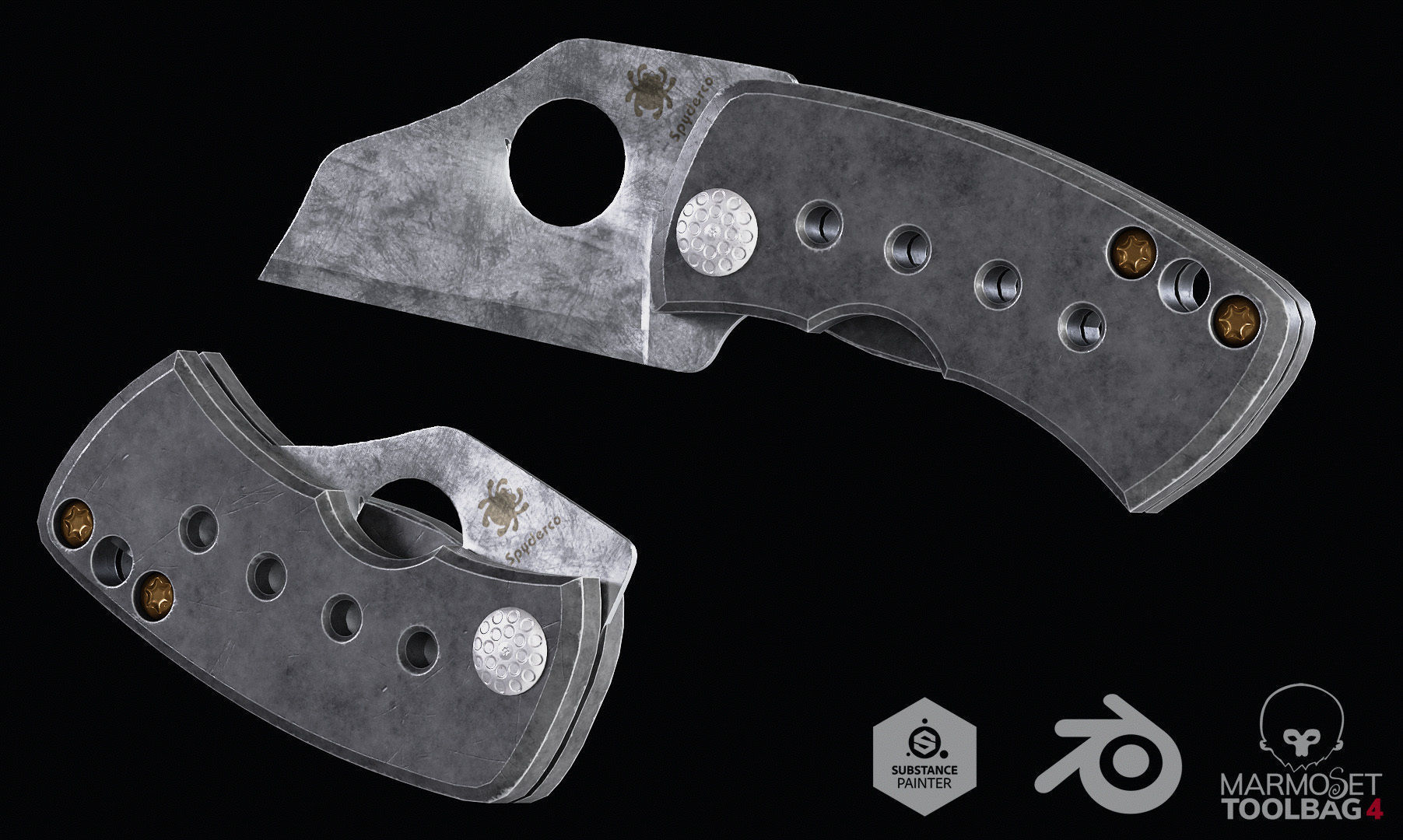 Spyderco Knife Free 3D model_2