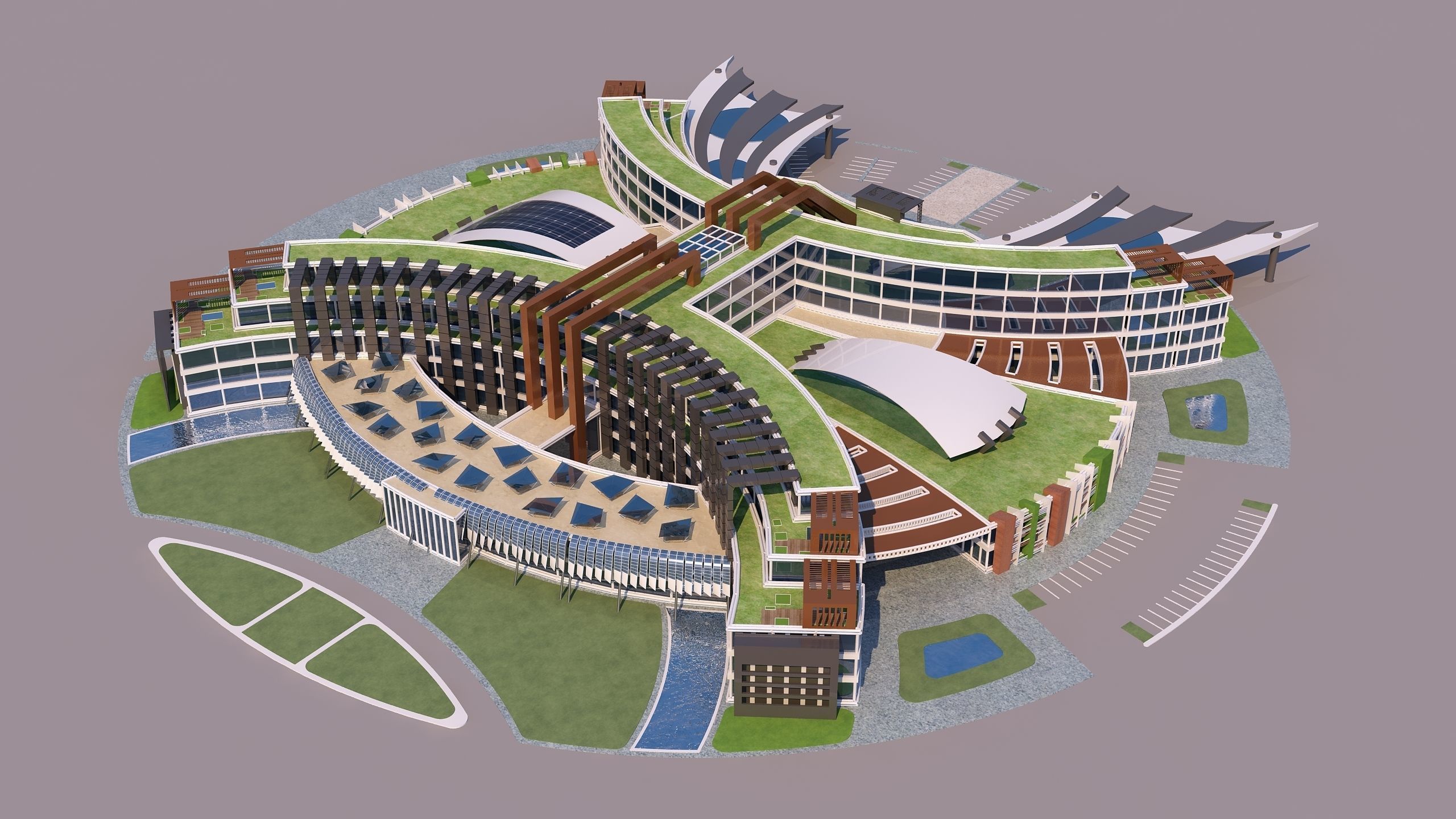 0180 - Hotel Modern Building 3D model_2