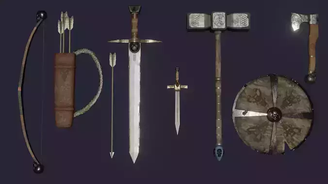 Skull weapon pack Low-poly 3D model