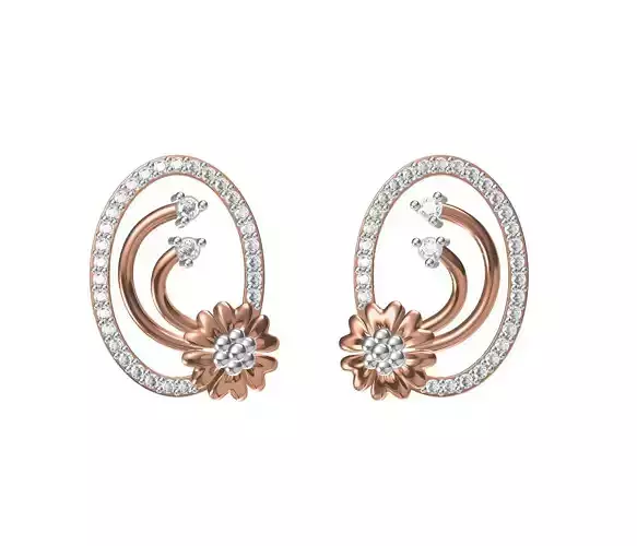 Women Stud Earring STL OBJ FBX JCD Details 3D print model