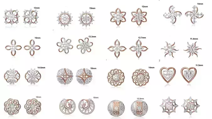 47 Women Stud Earring STL OBJ FBX JCD Details Collection 