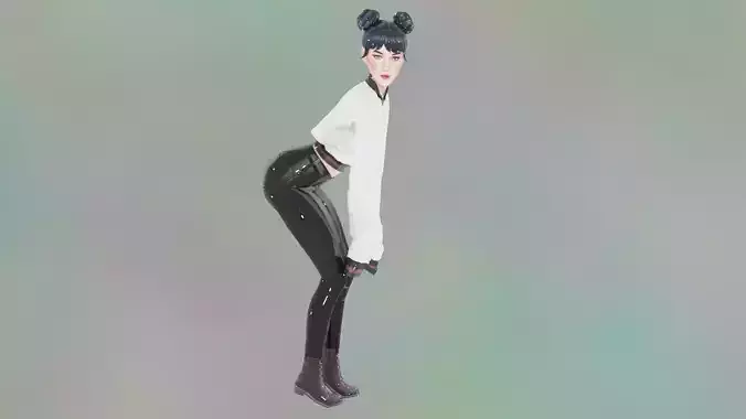 Hot Sarah Female Character Fully rigged Animated and Game-ready Low-poly 3D model
