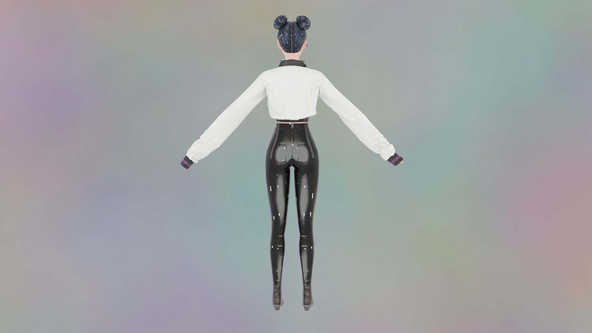 Hot Sarah Female Character Fully rigged Animated and Game-ready Low-poly 3D model_4