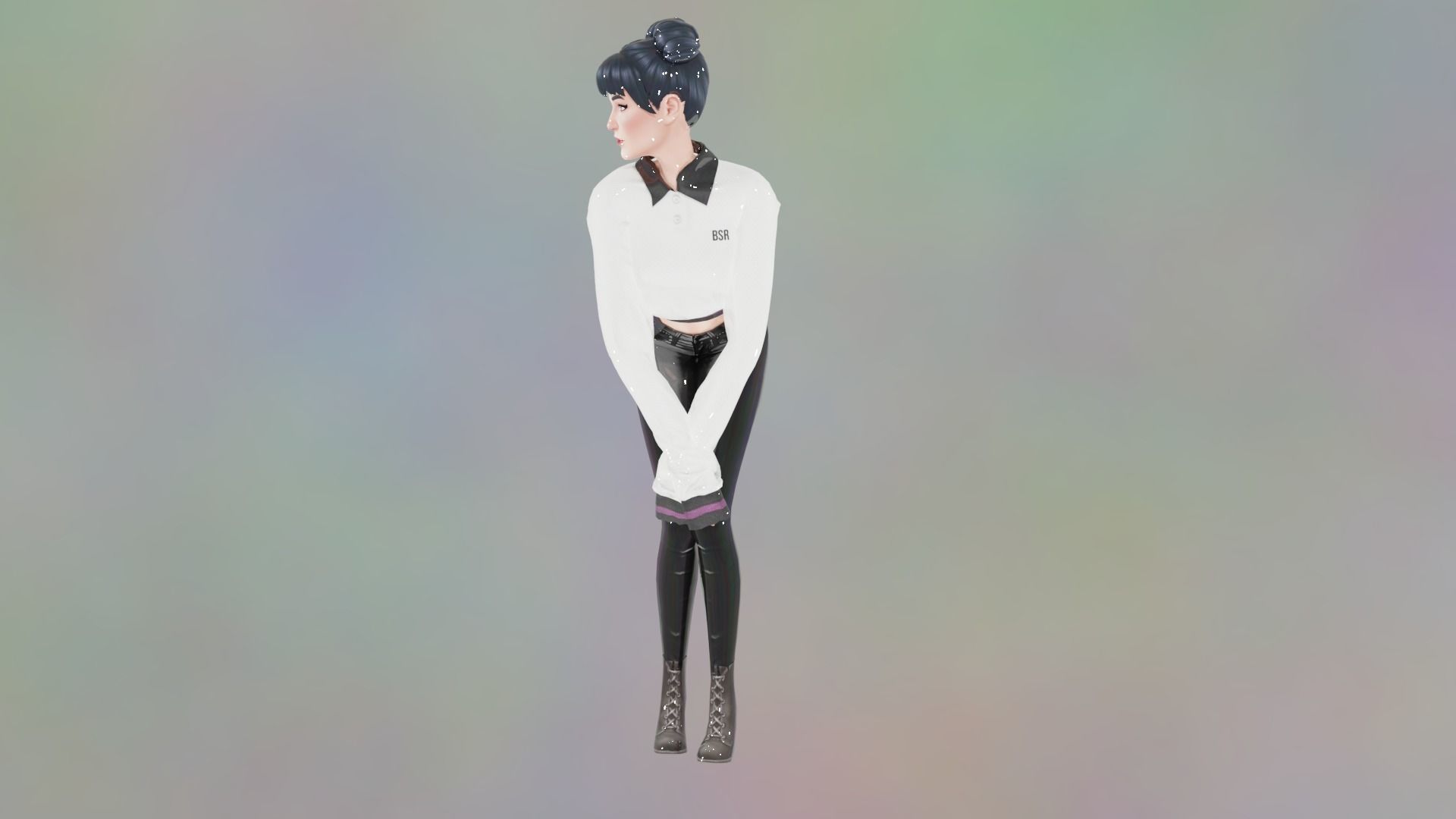 Hot Sarah Female Character Fully rigged Animated and Game-ready Low-poly 3D model_2