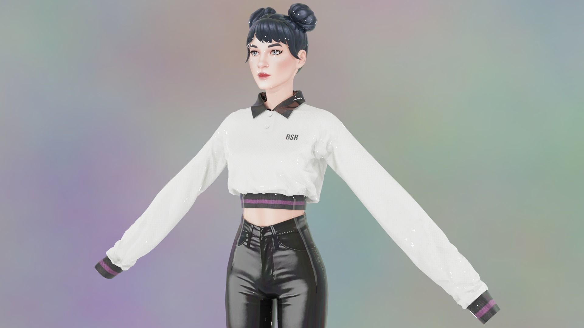 Hot Sarah Female Character Fully rigged Animated and Game-ready Low-poly 3D model_5