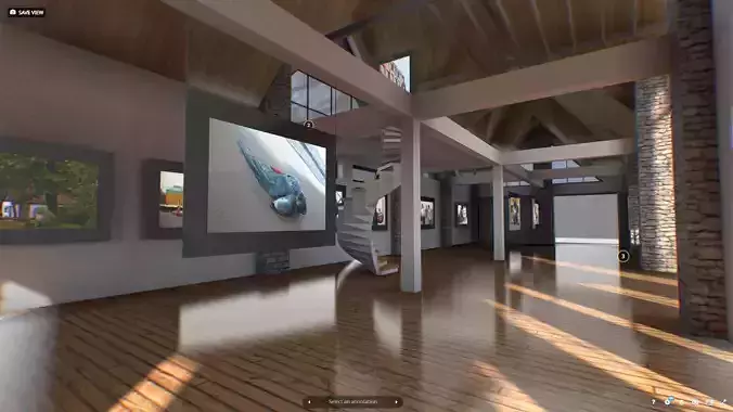VR Gallery Interior and Exterior Low-poly 3D model