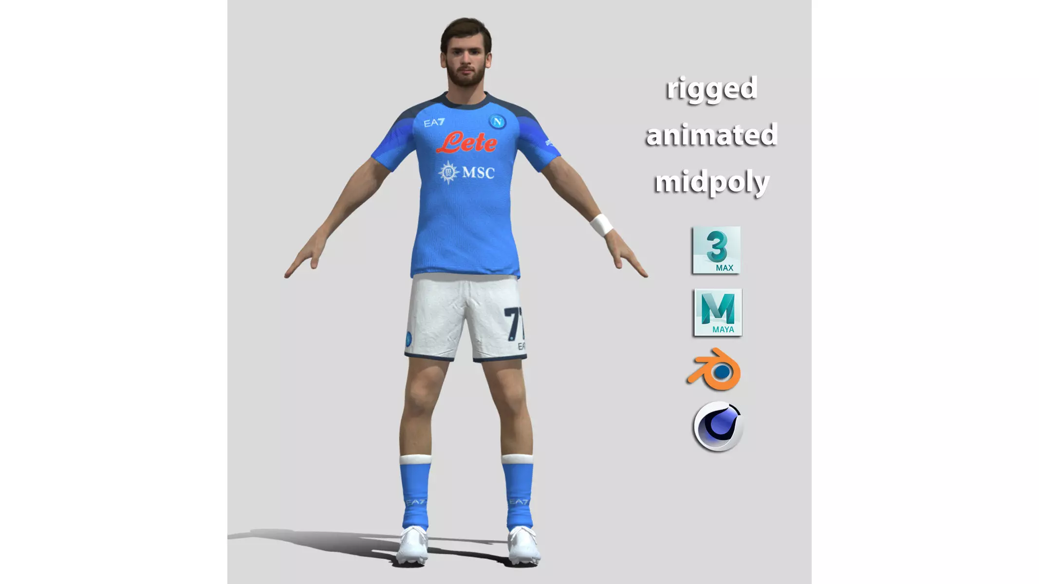 T-P Rigged Kvaratskhelia Napoli 3D model_0