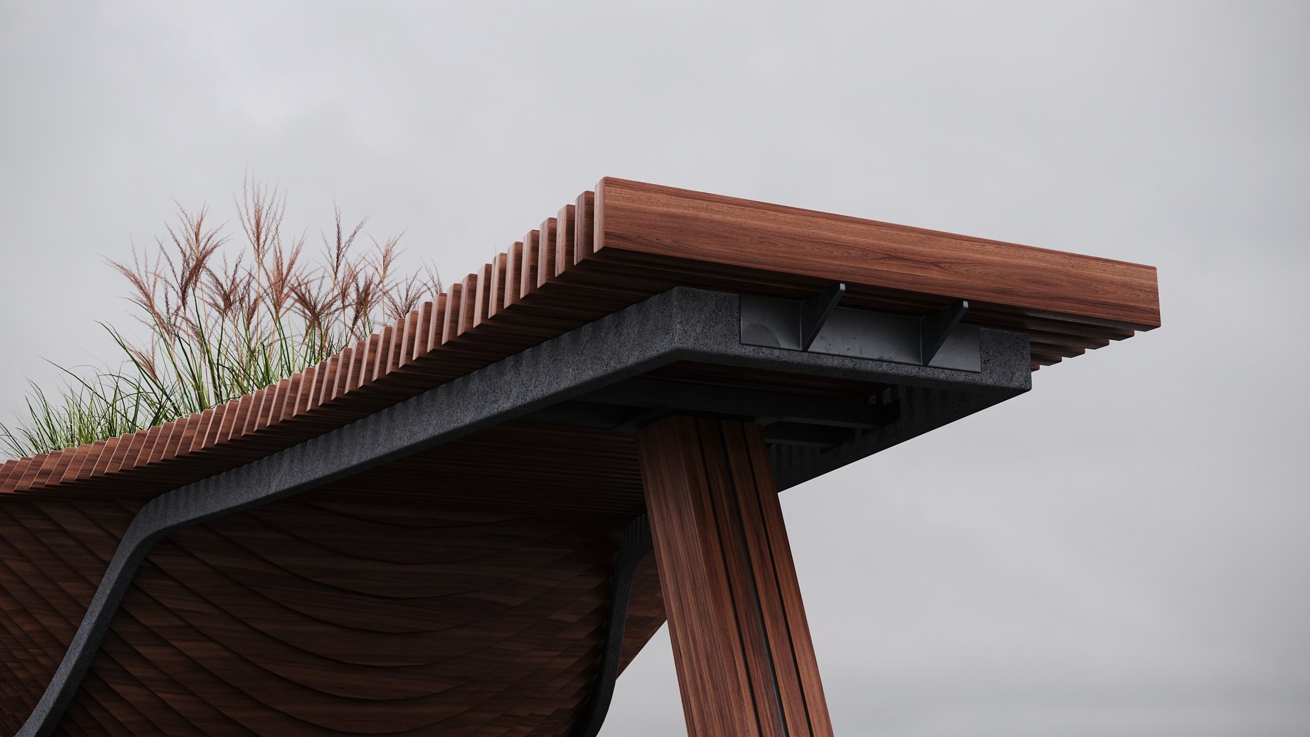 Modern Outdoor Bench 3D model_3