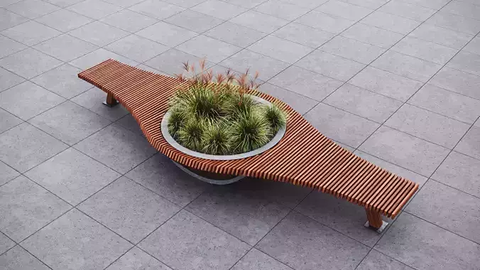 Modern Outdoor Bench 3D model Modern Outdoor Bench 3D model