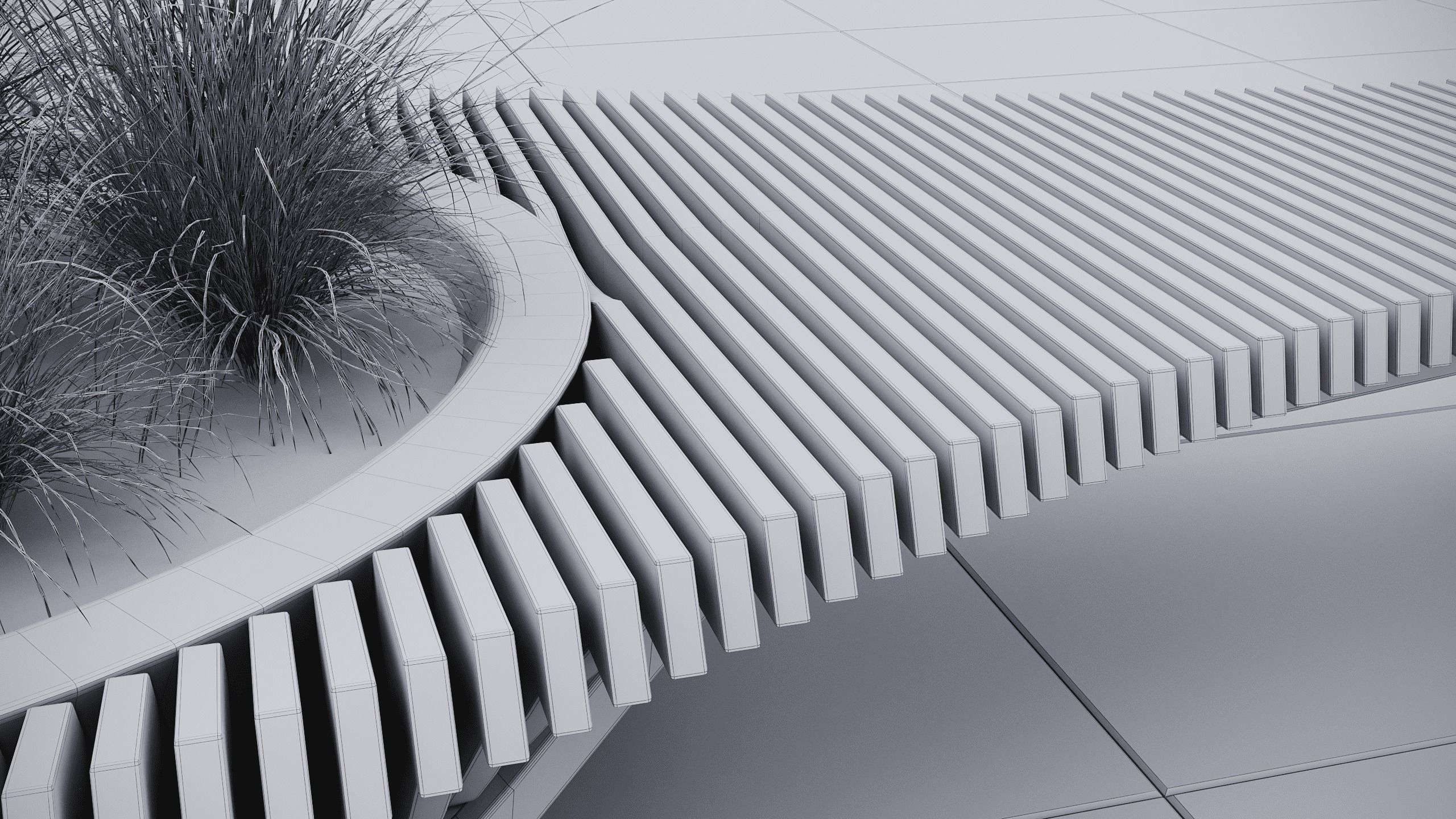 Modern Outdoor Bench 3D model_6