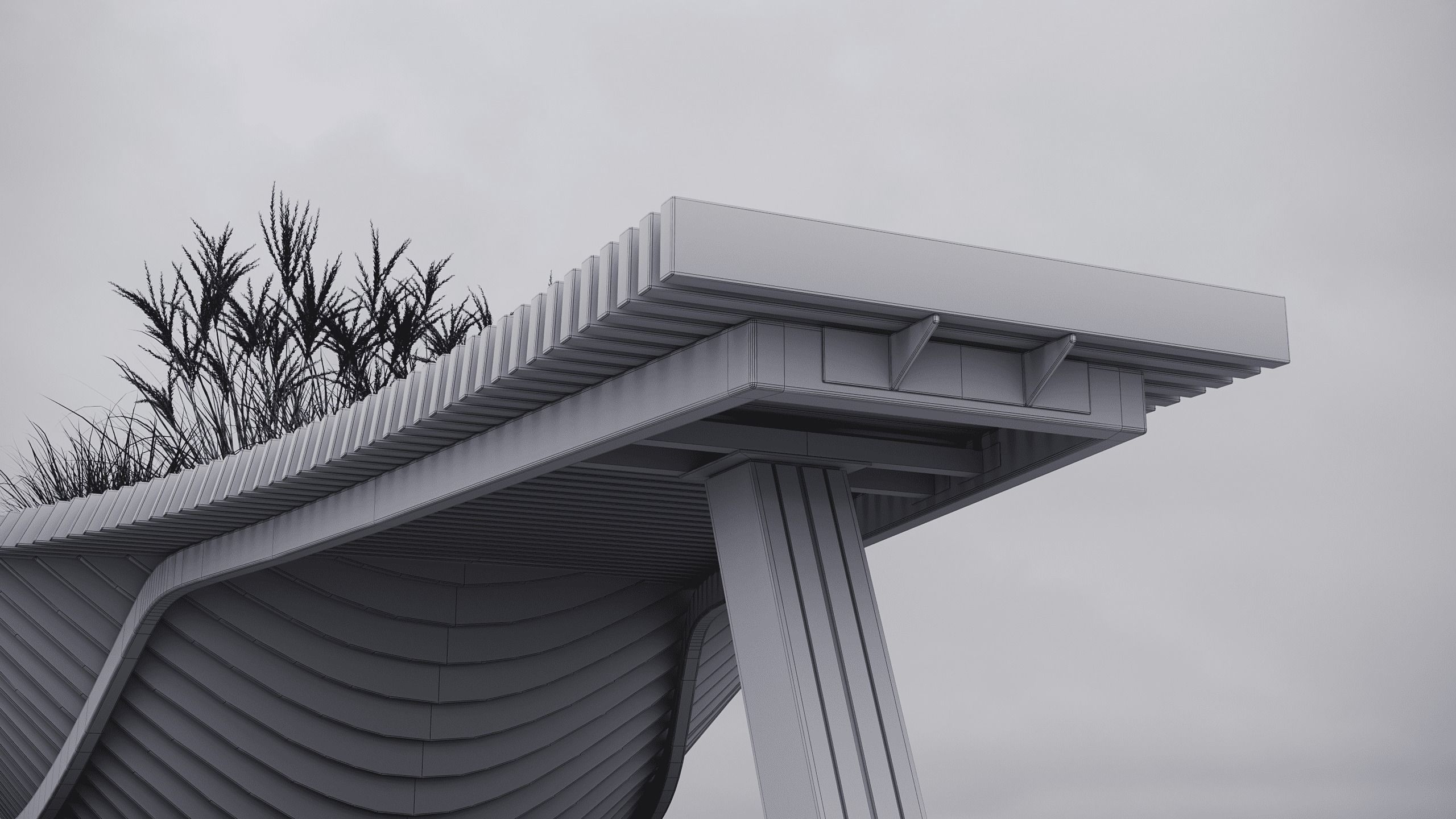 Modern Outdoor Bench 3D model_7