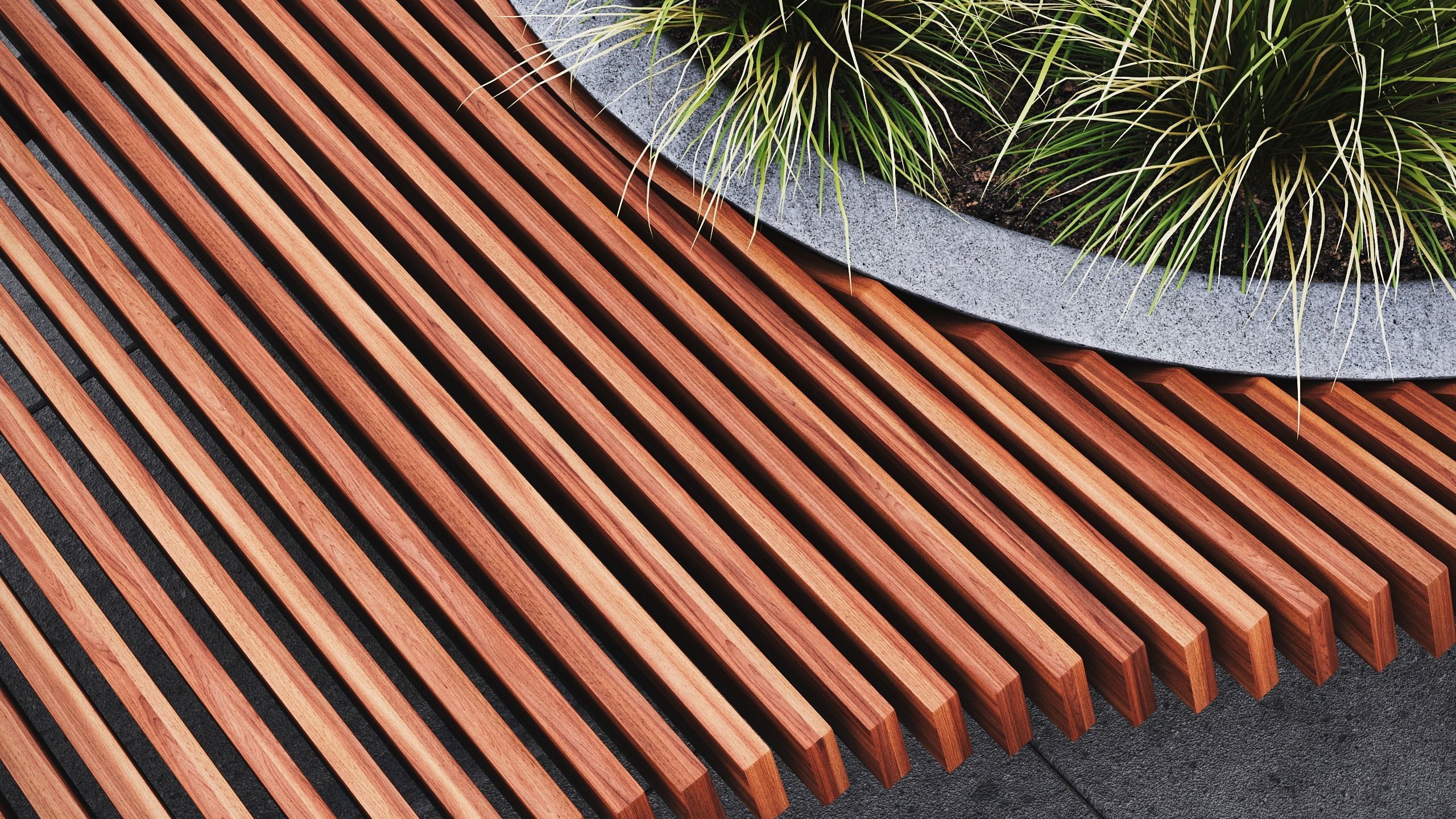 Modern Outdoor Bench 3D model_1