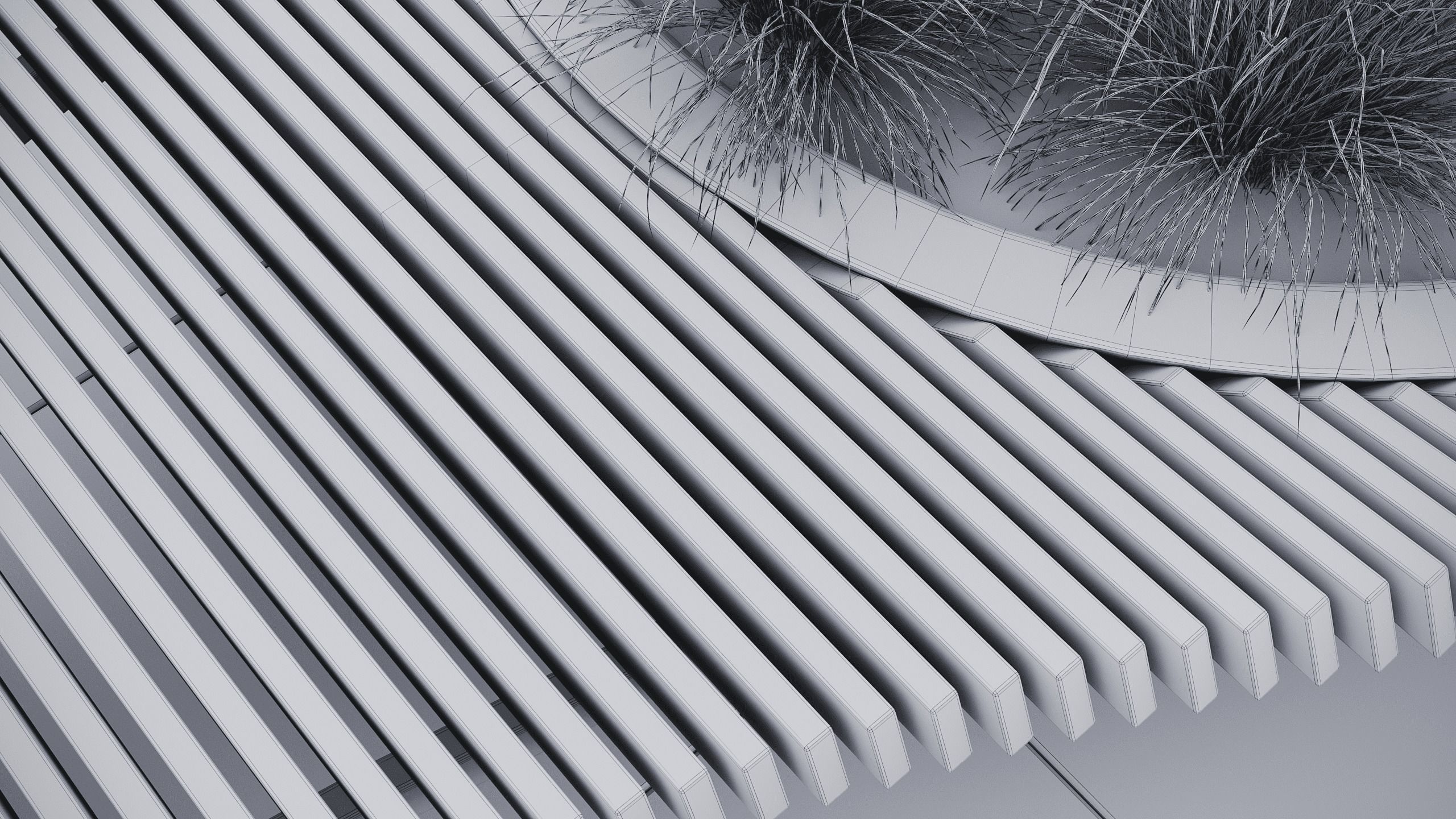 Modern Outdoor Bench 3D model_5