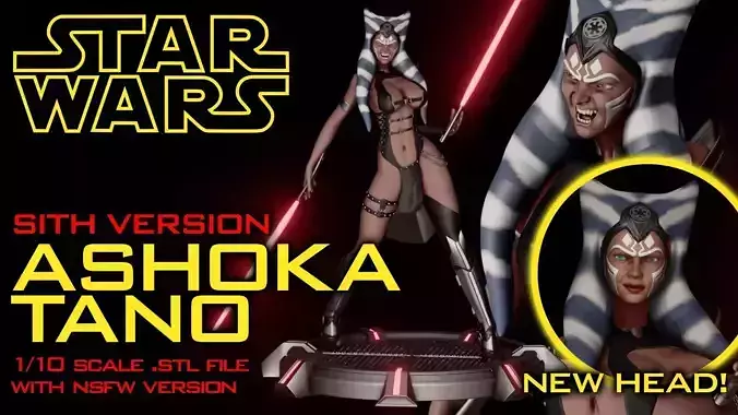 Star Wars Ashoka Tano Sith - UPGRADE NEW HEAD 3D print model