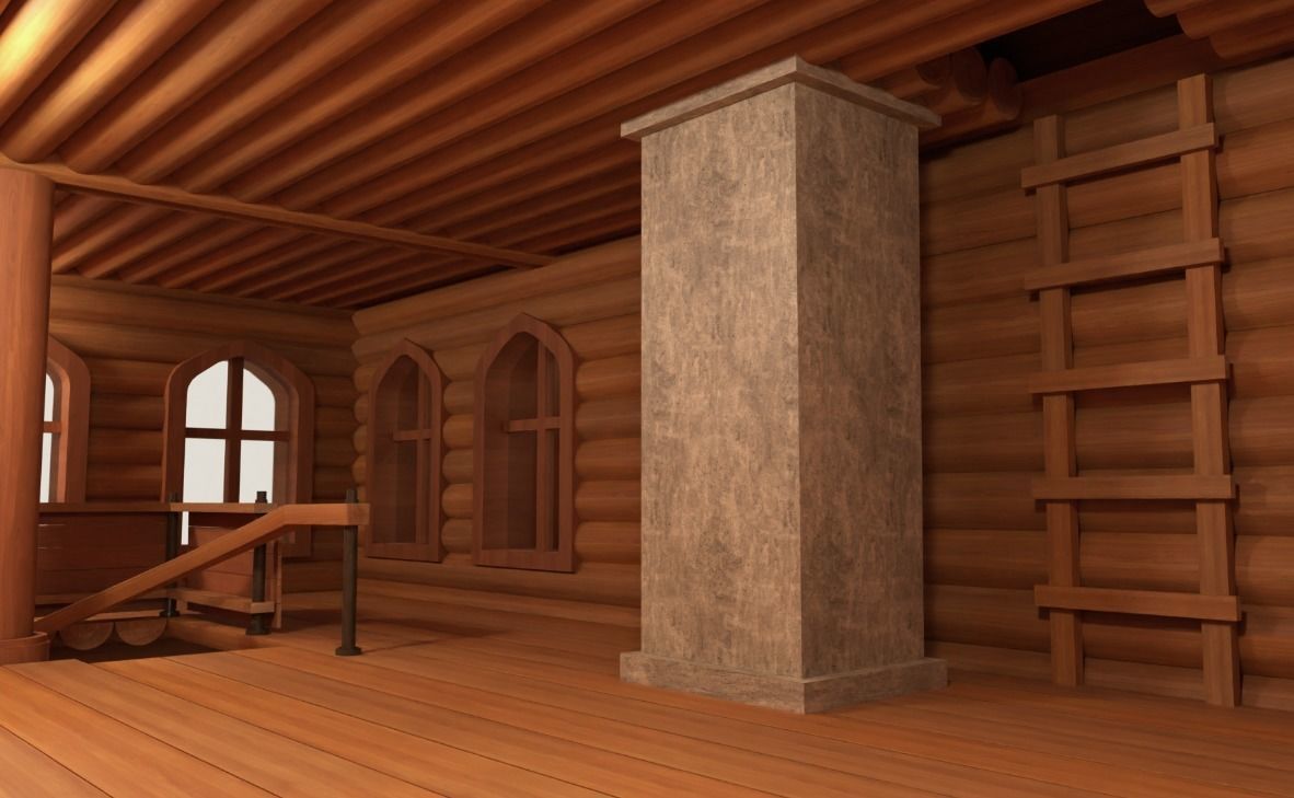 Log Wooden House 3D model_4