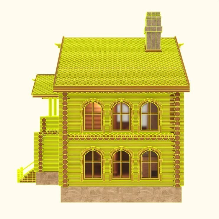 Log Wooden House 3D model_14