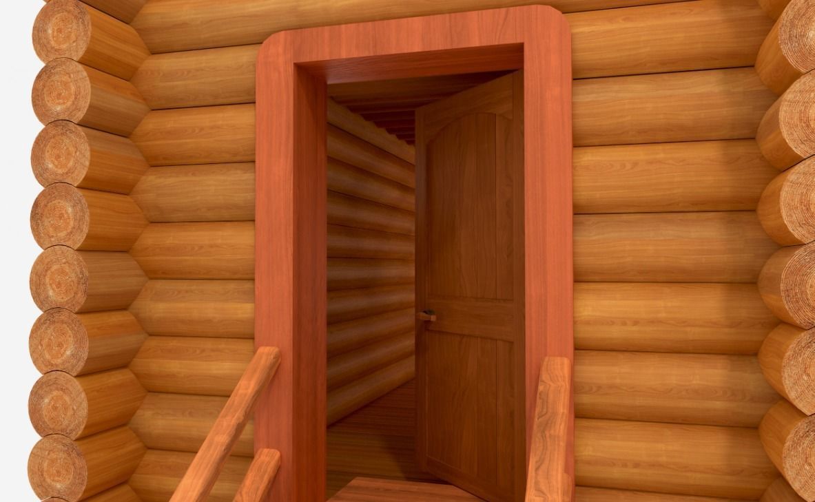 Log Wooden House 3D model_12