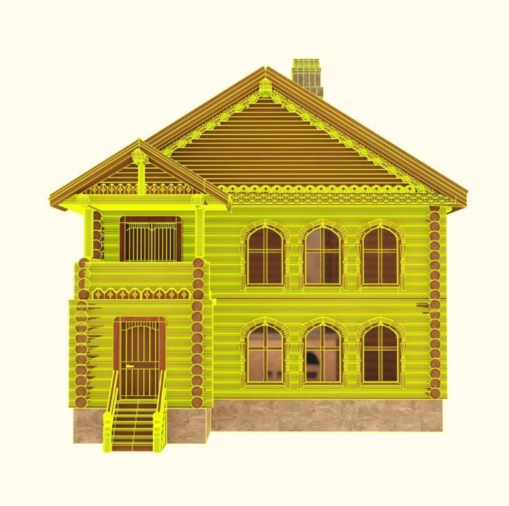 Log Wooden House 3D model_13