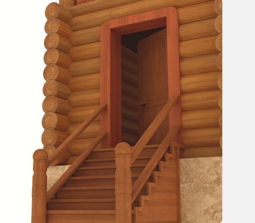 Log Wooden House 3D model_11
