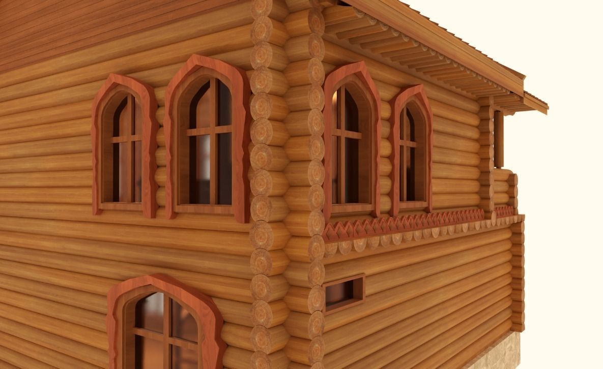 Log Wooden House 3D model_9