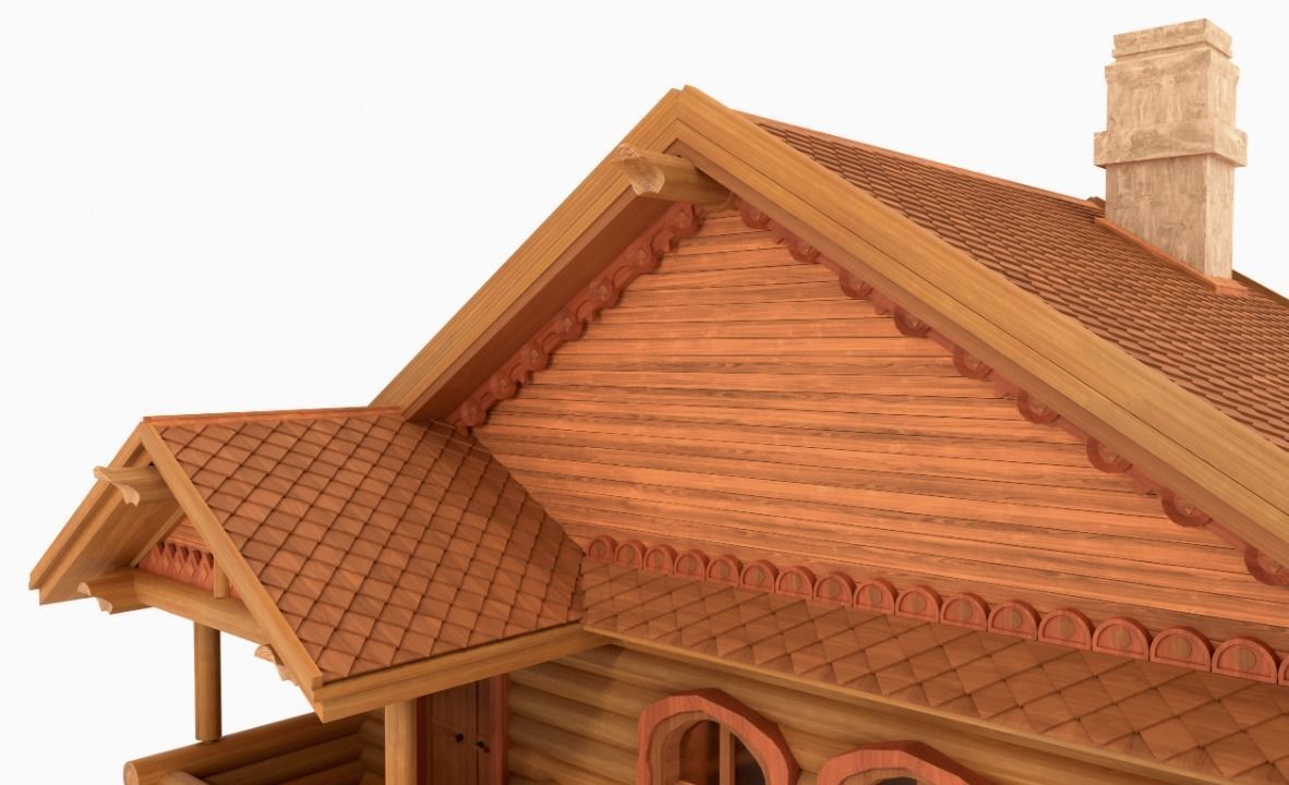 Log Wooden House 3D model_10