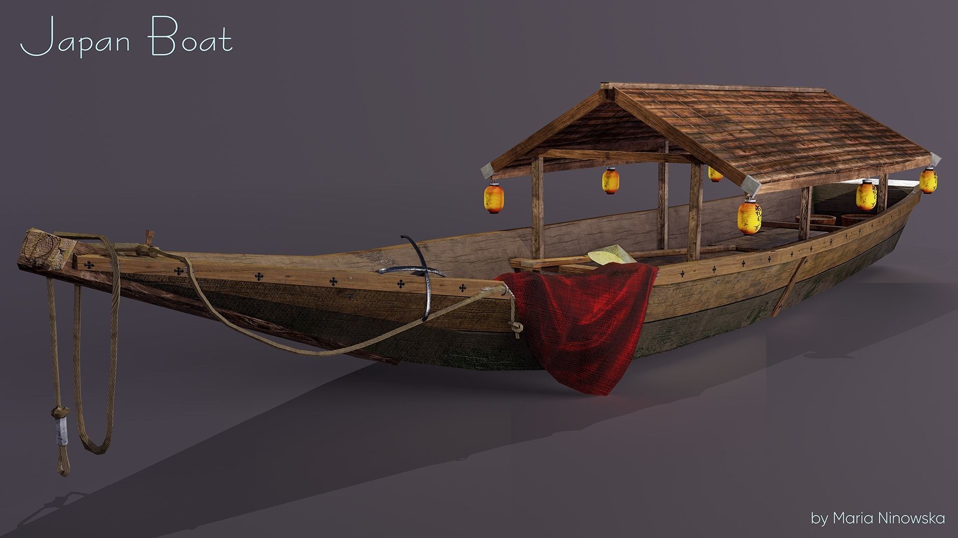 Japan Boat Low-poly 3D model_2