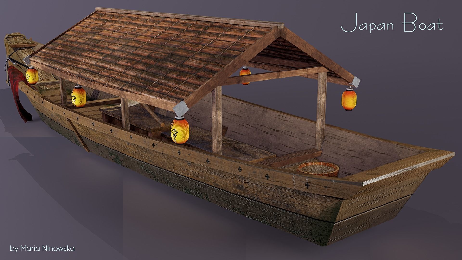 Japan Boat Low-poly 3D model_3