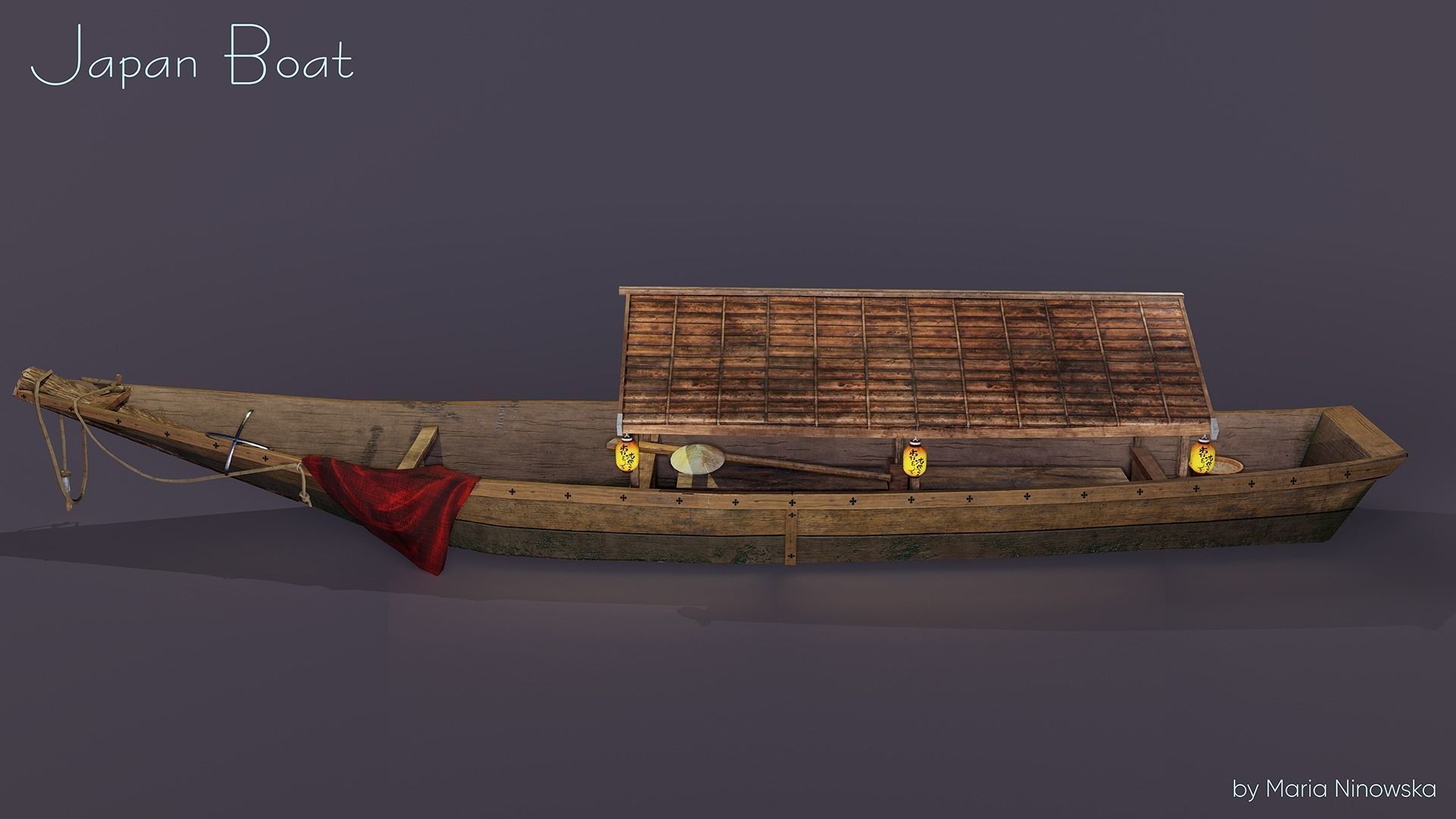 Japan Boat Low-poly 3D model_1