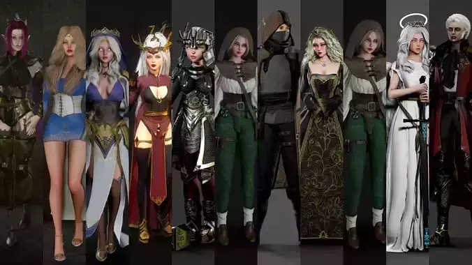 Medieval Pack - 10 Characters 3D Model Collection