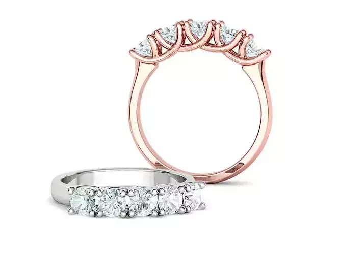 5 Stone Half Eternity Ring 4mm Diamonds Trellis band 3D print model