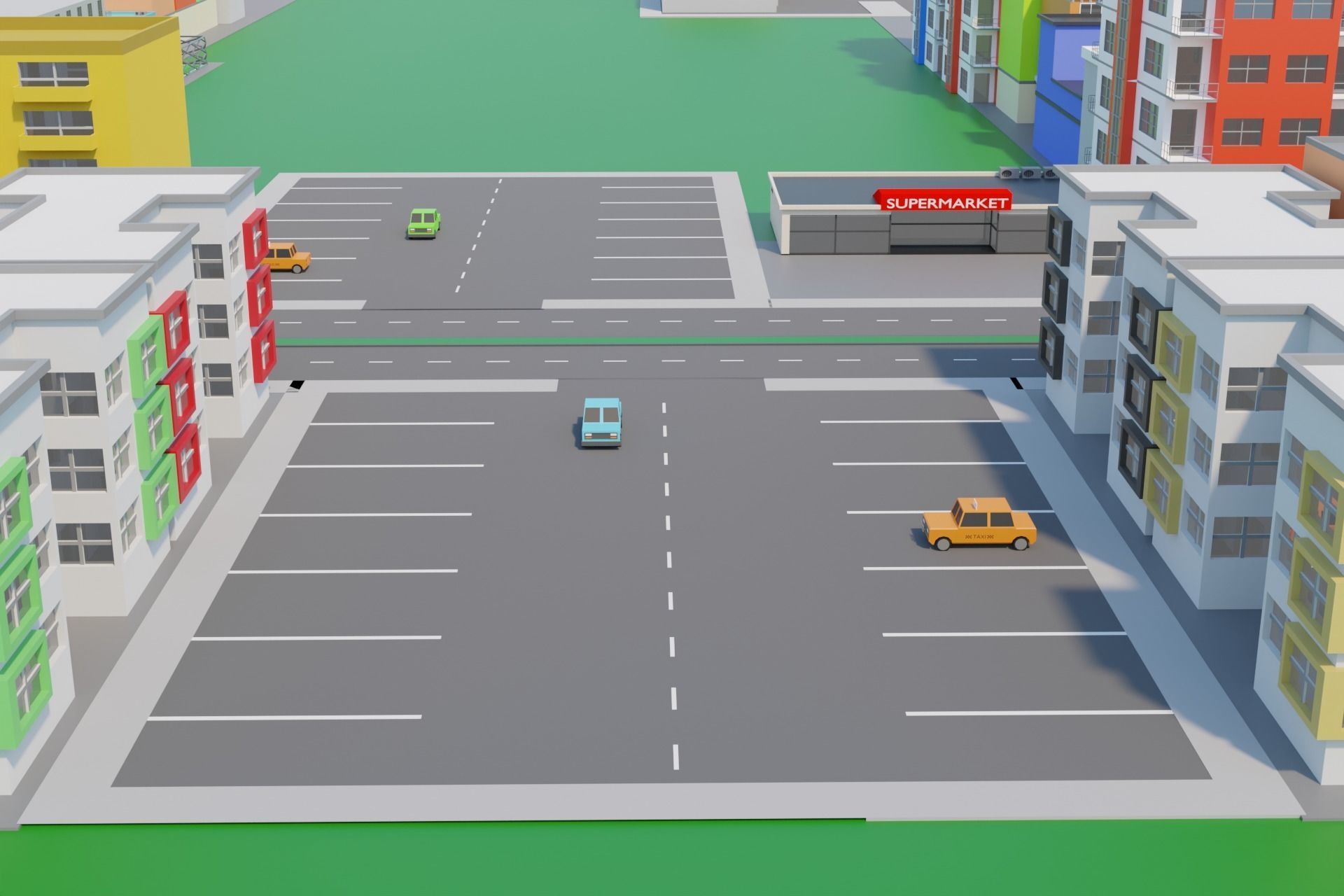 Cartoon City Low-poly 3D model_16