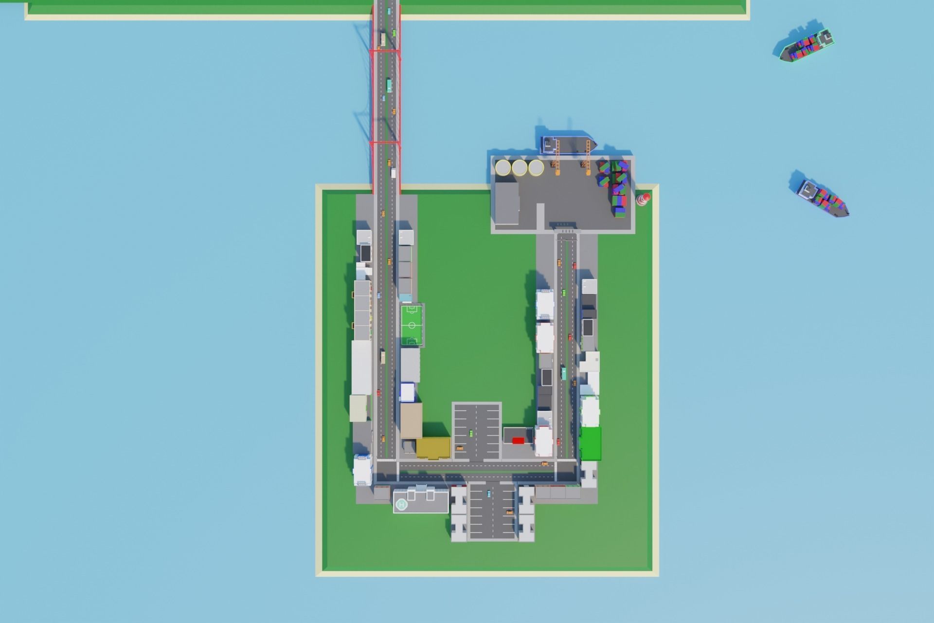 Cartoon City Low-poly 3D model_19