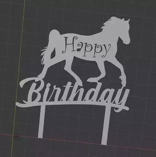 Caketopper Happy Birthday with horse  3D print model