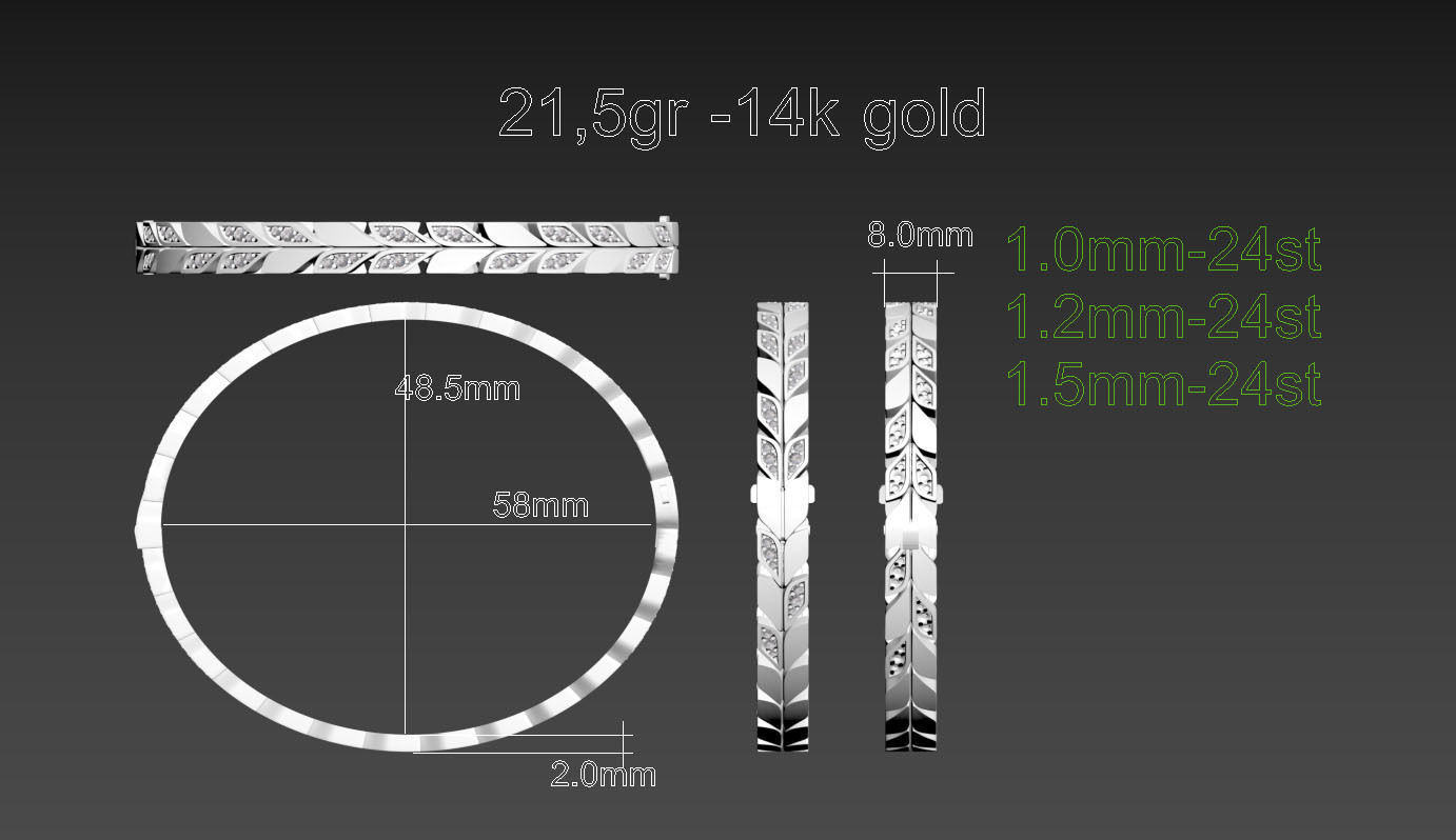 bracelet leaves 3D print model_12