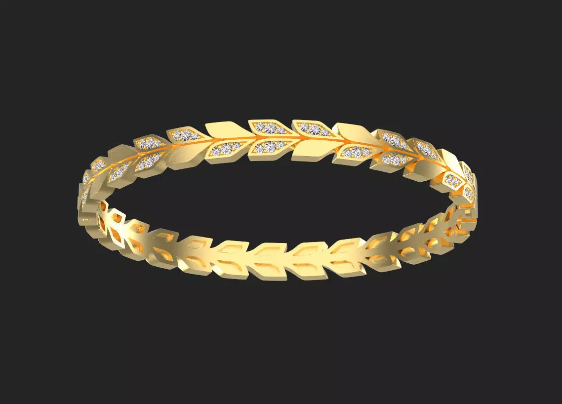 bracelet leaves 3D print model_0
