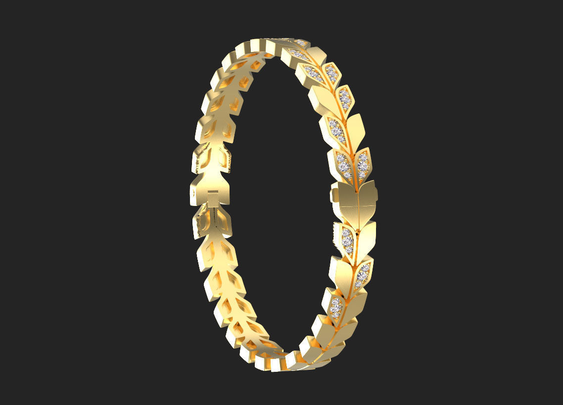 bracelet leaves 3D print model_31