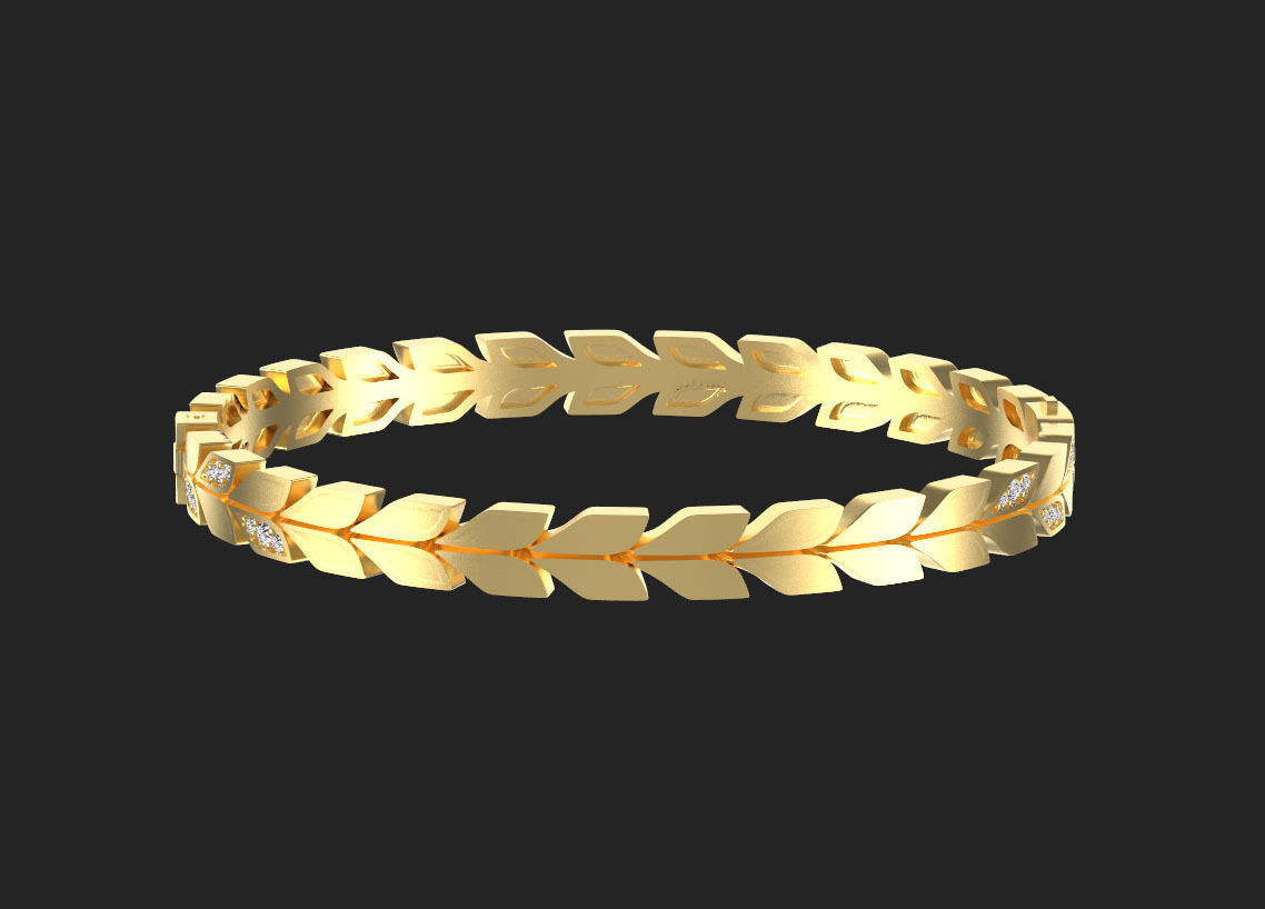 bracelet leaves 3D print model_9