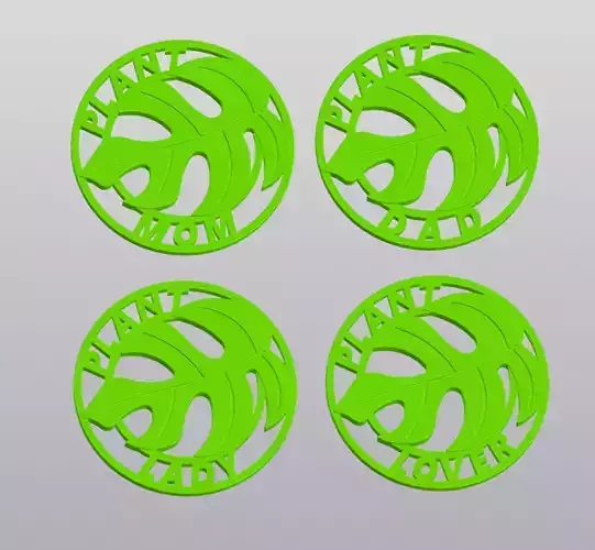 Set 4 Keychains Plant Mom Plant Dad Plant Lady Plant Lover 3D print model