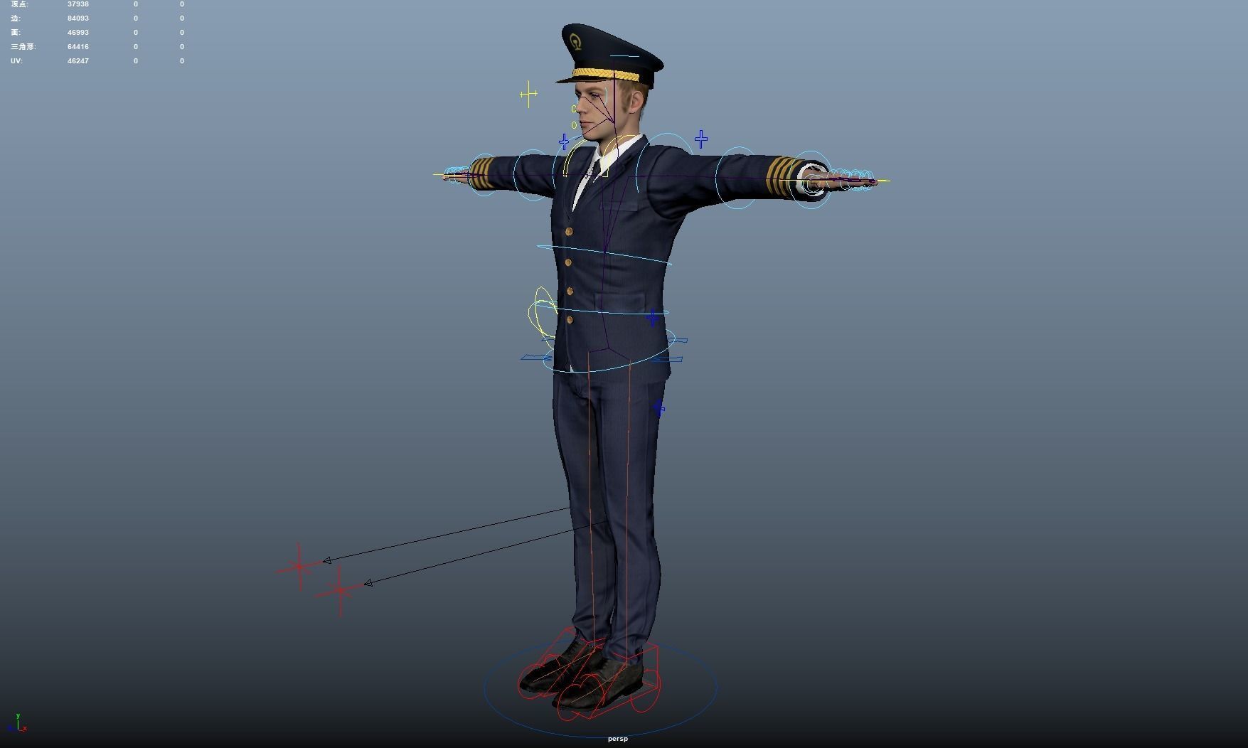 Pilot Rigged 3D model Low-poly 3D model_8
