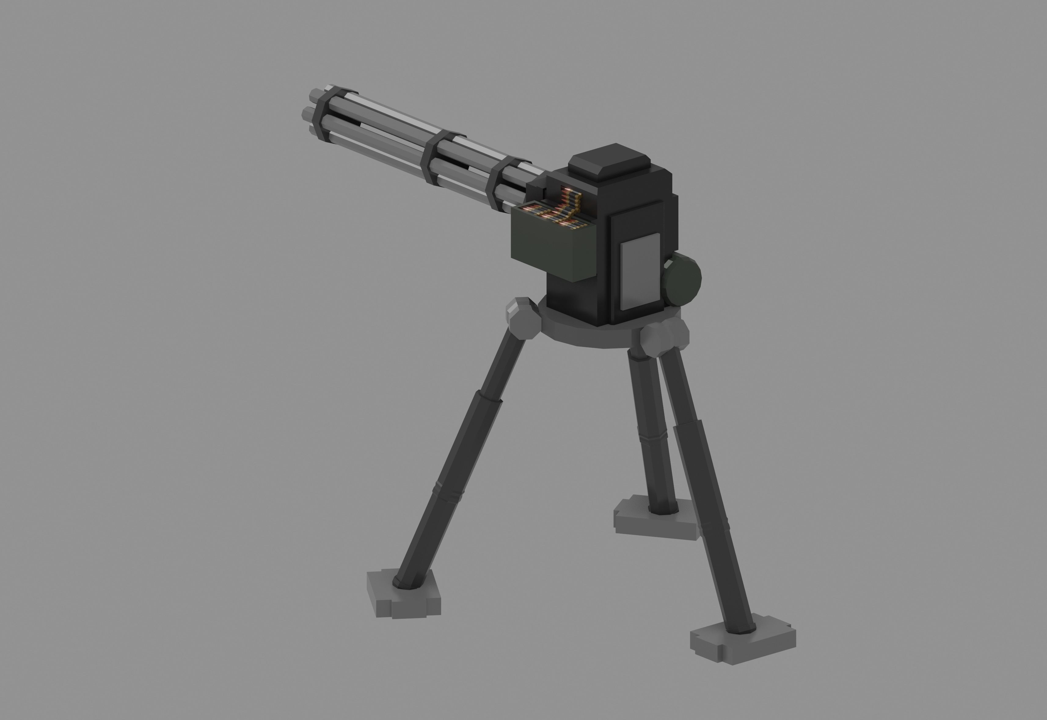 Sentry Gun Low-poly 3D model_4
