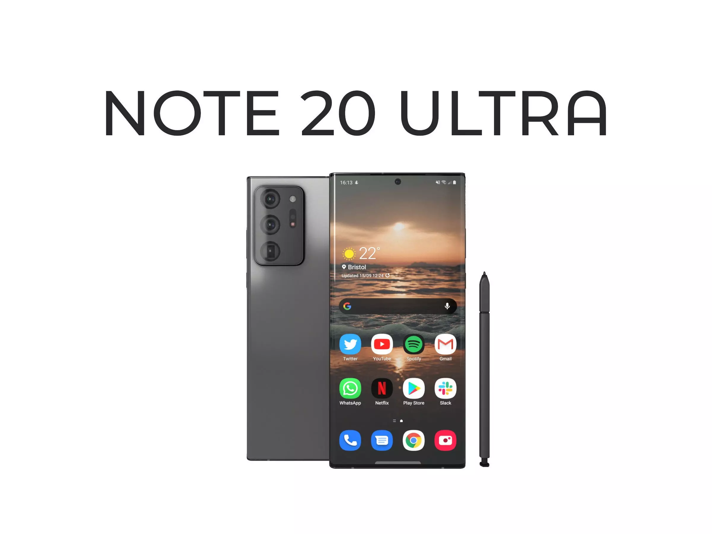 2022 Galaxy Note 20 Ultra with S pen game asset Low-poly 3D model_0