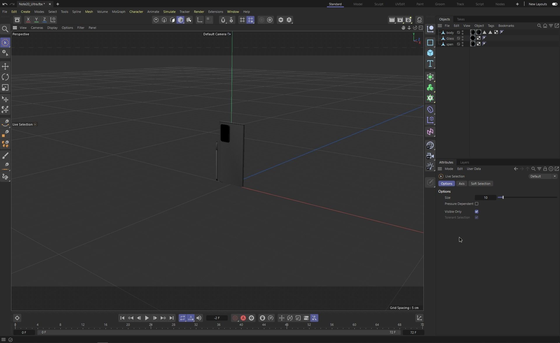 2022 Galaxy Note 20 Ultra with S pen game asset Low-poly 3D model_13