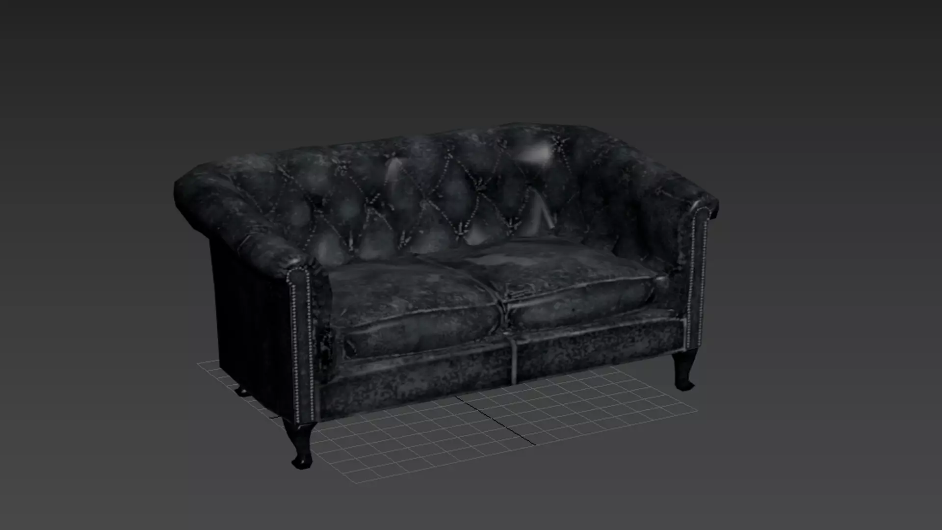 3D Office Couch Leather Black 3D model