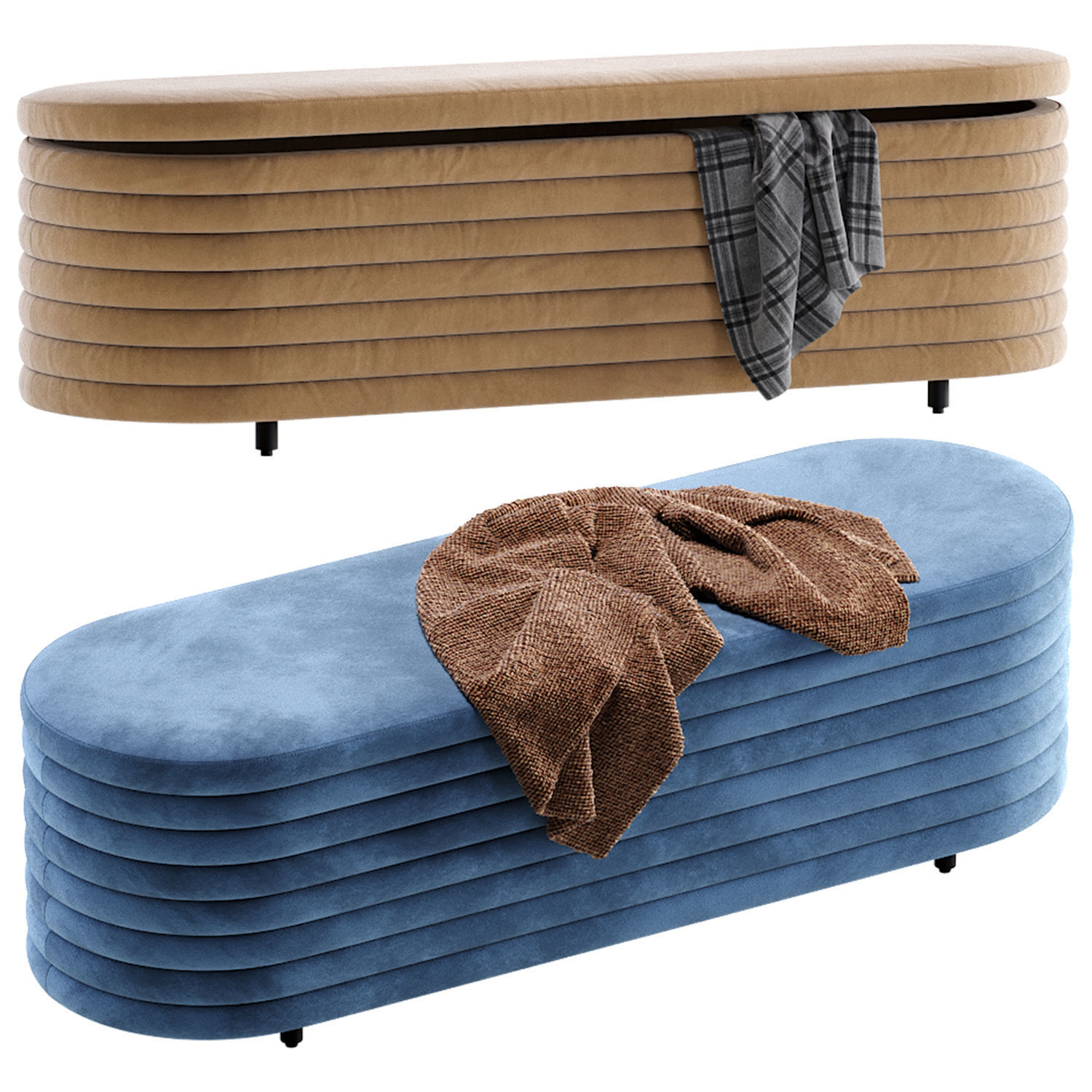 RIALTO PEWTER STORAGE BENCH By CB2 6 Color Version 3D model_2