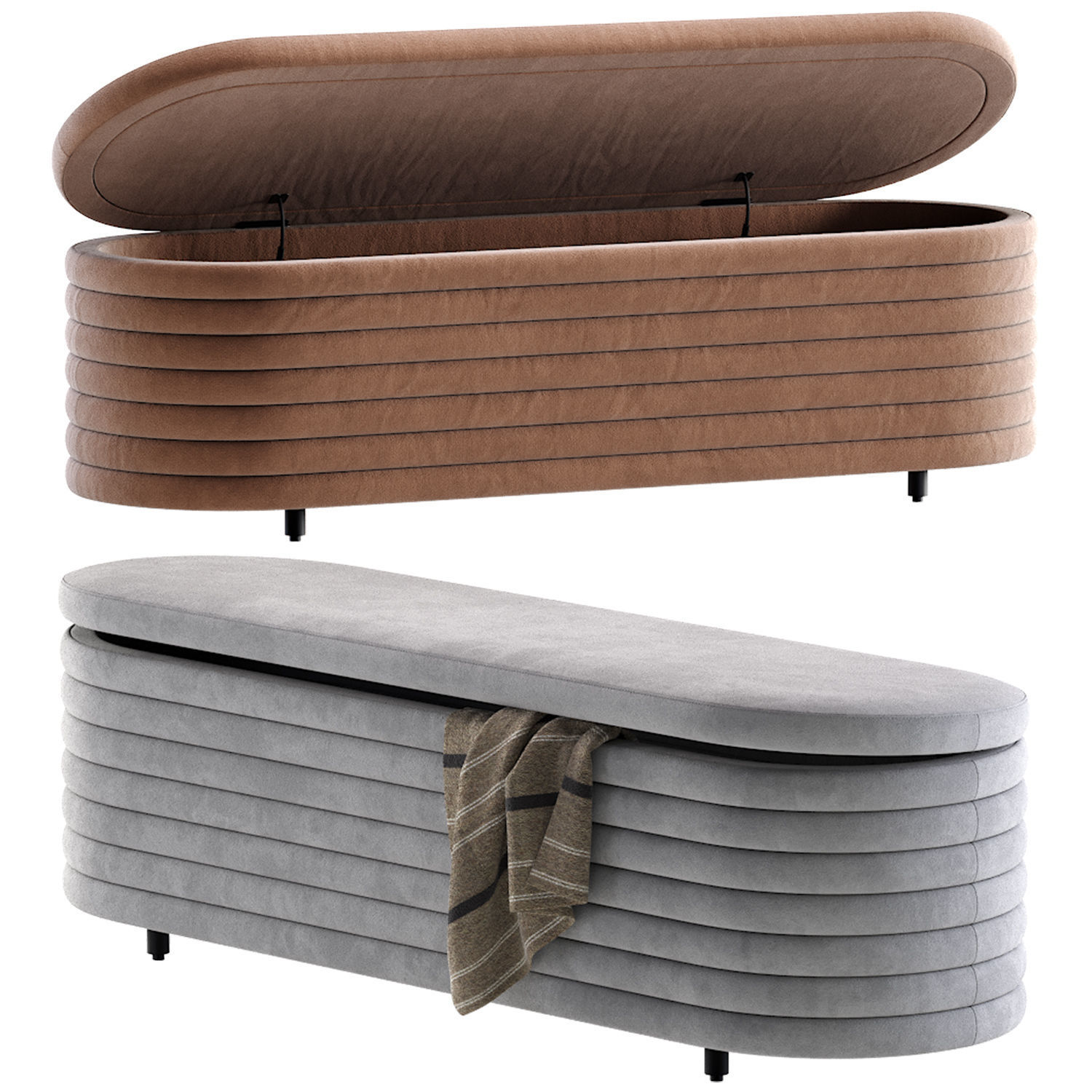 RIALTO PEWTER STORAGE BENCH By CB2 6 Color Version 3D model_1