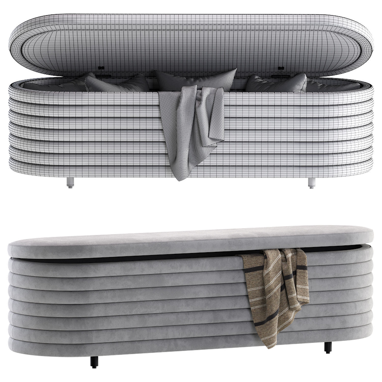 RIALTO PEWTER STORAGE BENCH By CB2 6 Color Version 3D model_6