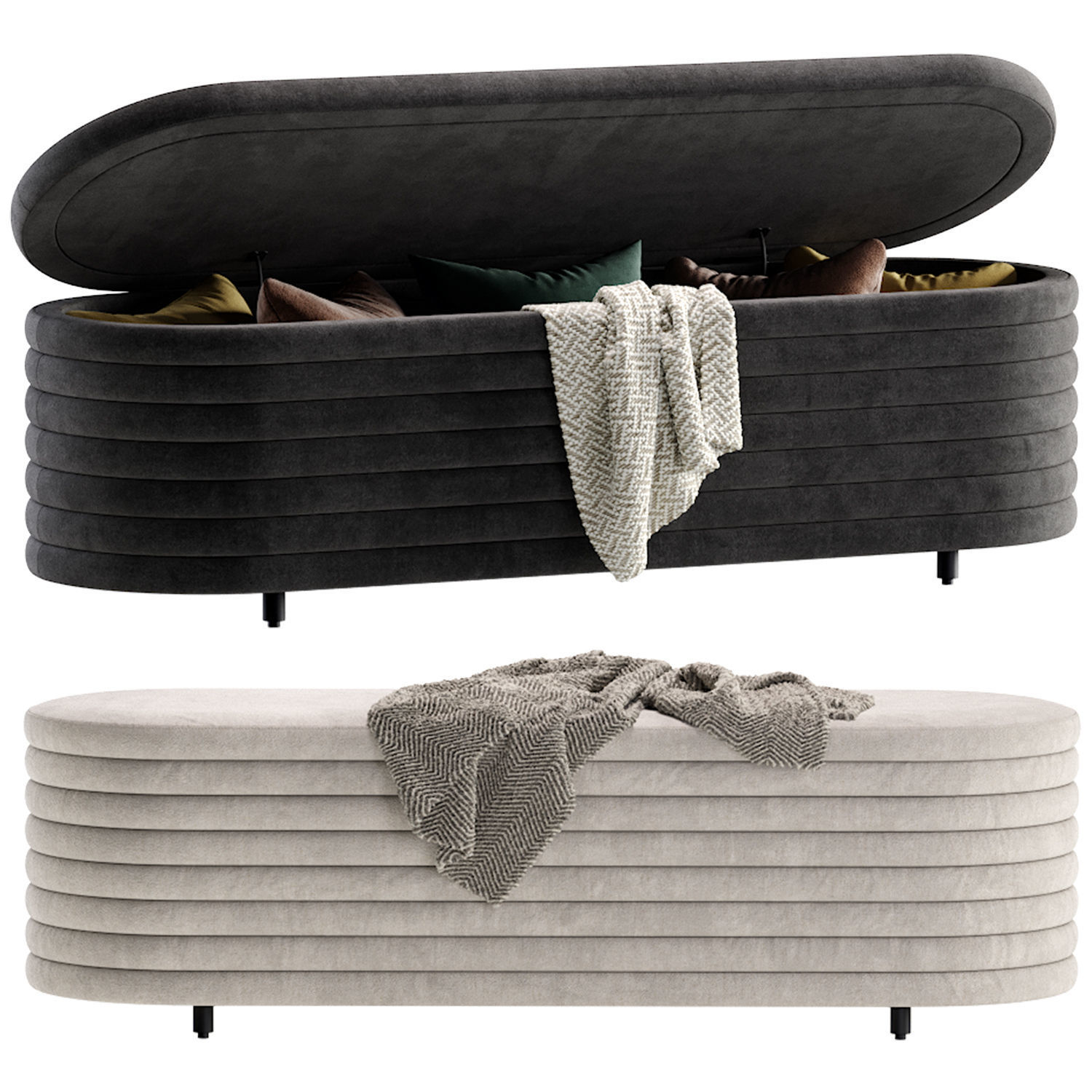 RIALTO PEWTER STORAGE BENCH By CB2 6 Color Version 3D model_4