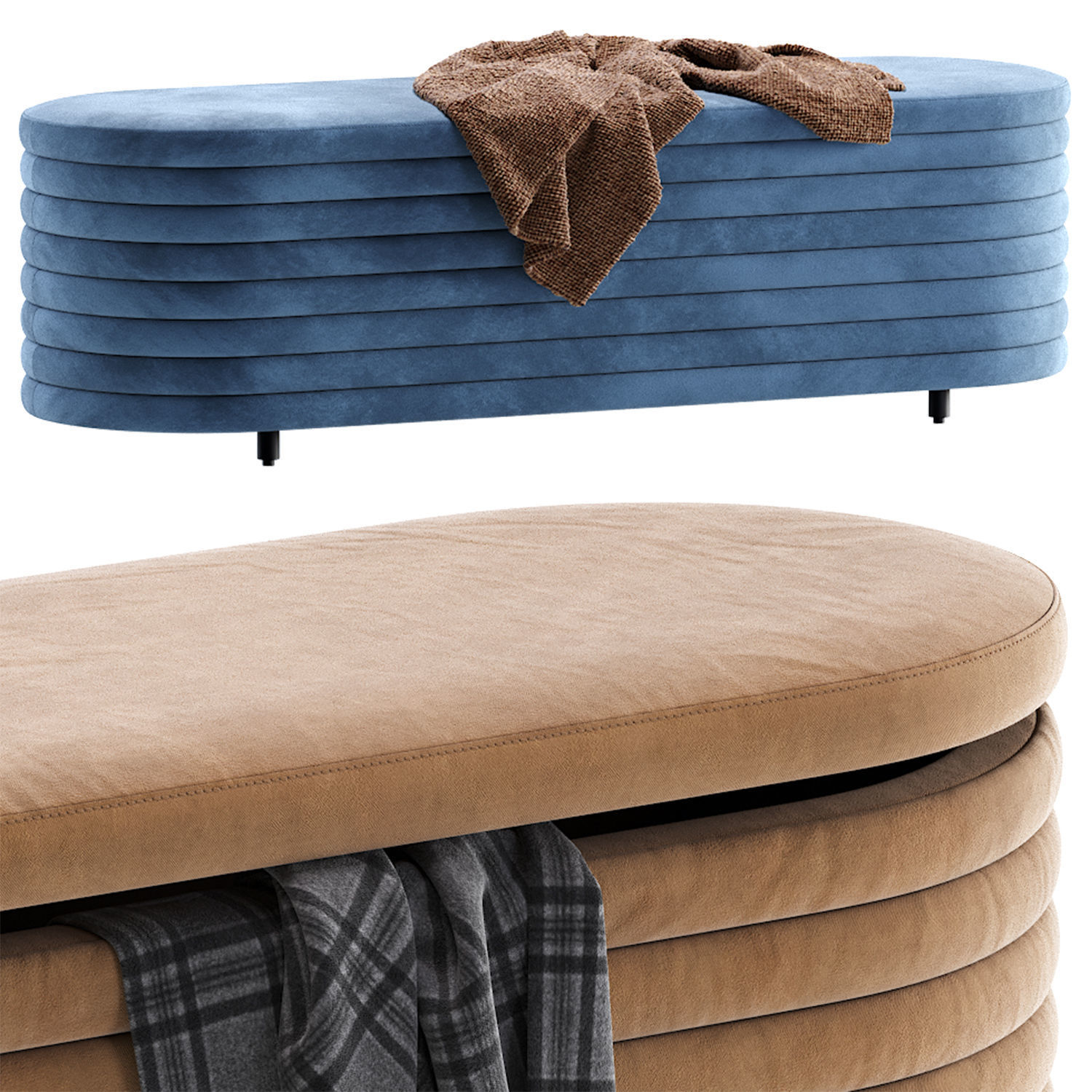 RIALTO PEWTER STORAGE BENCH By CB2 6 Color Version 3D model_5