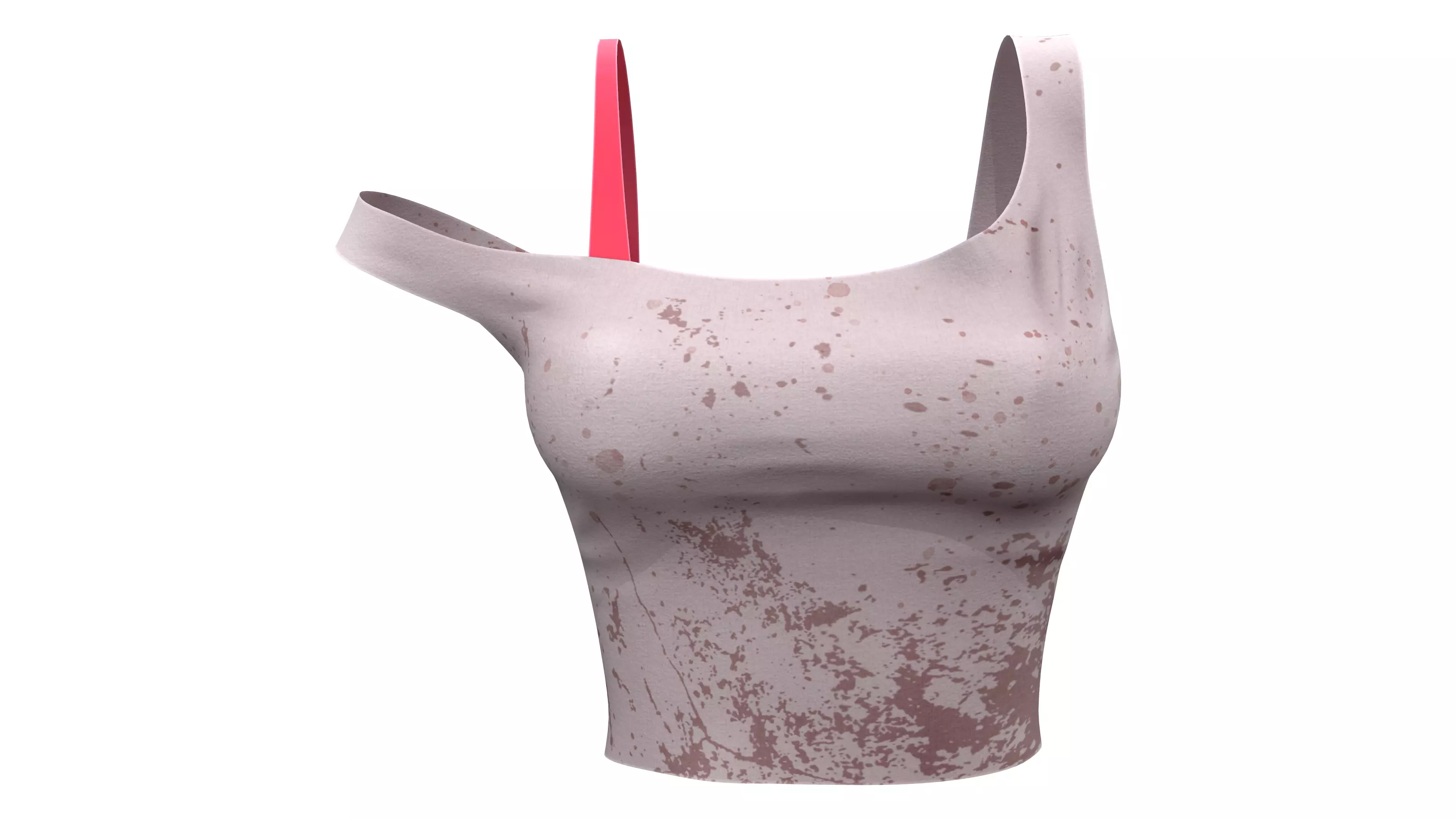 Female Stained Off Shoulder Crop Top Low-poly 3D model_0