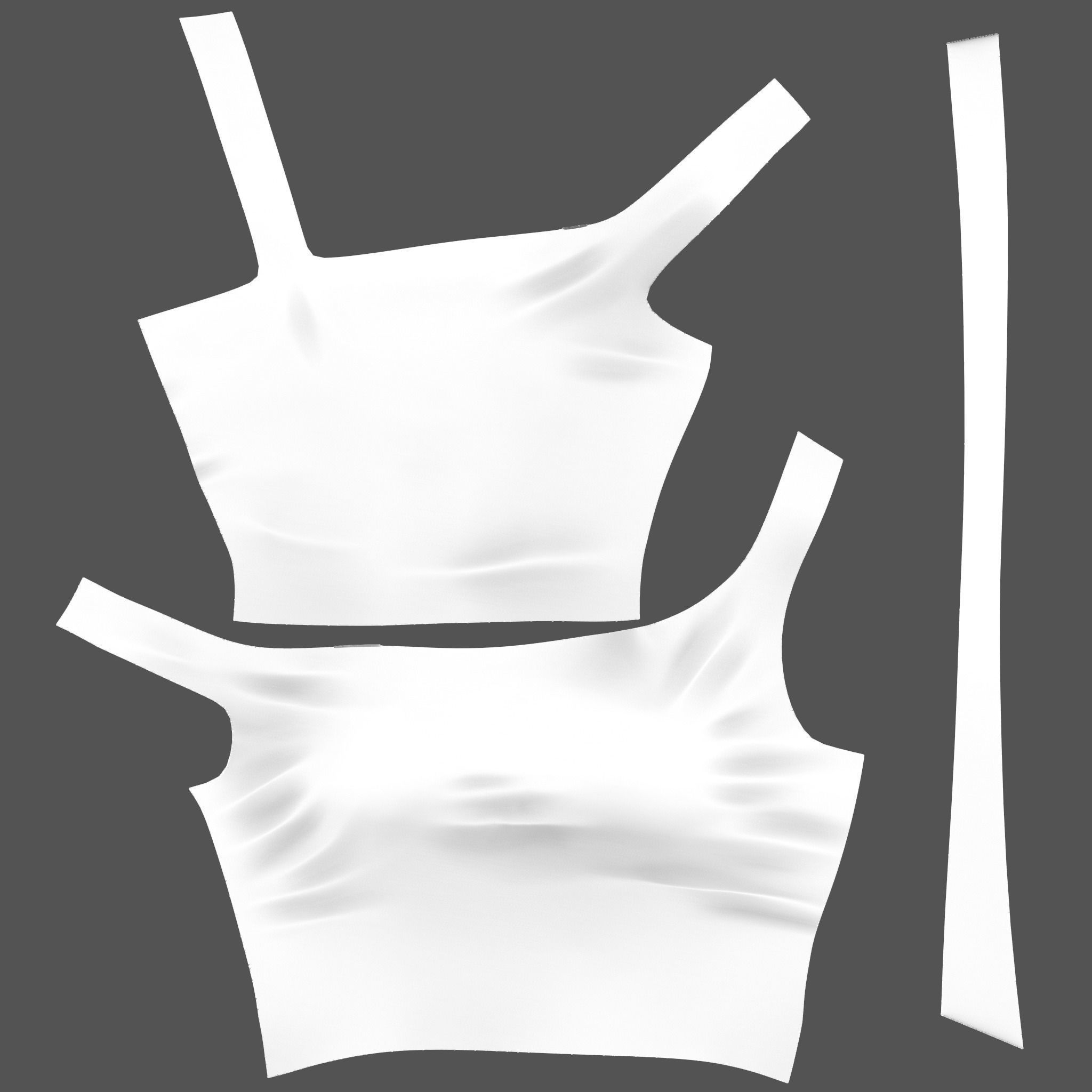 Female Stained Off Shoulder Crop Top Low-poly 3D model_12